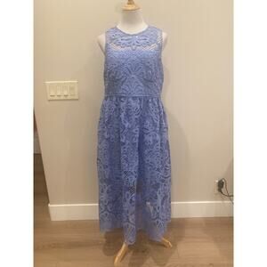 Self Portrait Dress Sleeveless Lace Midi Lilac/Blue size US 12 **waist altered**